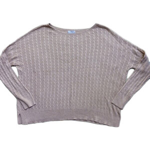 JCP Cashmere Blend Cable Knit Sweater Tan XL